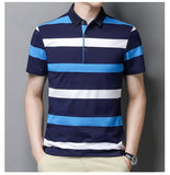 Korean Style Polo Shirt Striped Short Sleeve Summer Cool Shirt Streetwear Striped Polo Shirt Men's Tops Clothes Mart Lion Blue M 