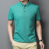 Korean Style Solid Polo Shirt Men's Short Sleeve Summer T Shirt Men's Clothing Streetwear Polo Shirt Korean Clothing Mart Lion Green M 