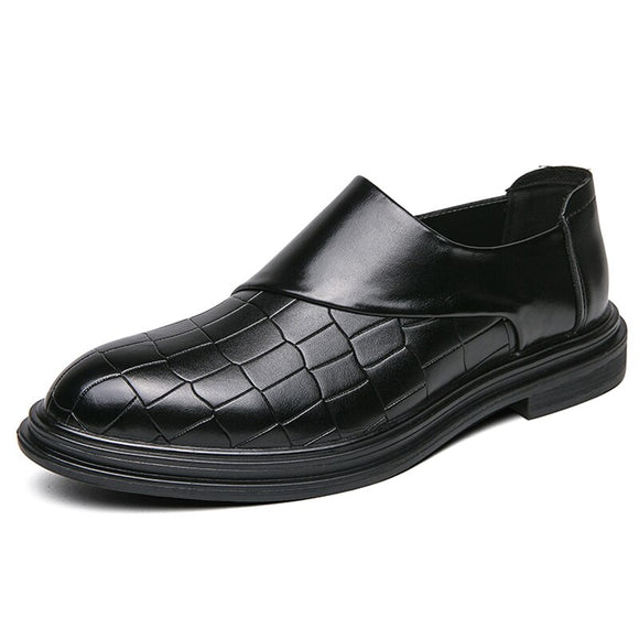 Zipper Elegant Men's Dress Shoes Formal Leather Wedding Footwear Sapato Social Masculino Mart Lion Black 38 