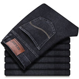 Top Classic Style Men Summer Jeans Casual Light Blue Stretch Cotton Denim Trousers Mart Lion Black 28 
