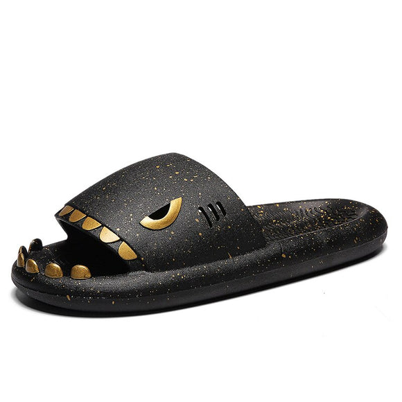 Breathable Men's Slippers Summer Outdoor Slides Massage Flip Flops Non-slip Flat Beach Sandals Shark Sneakers Shoes Mart Lion 02-Gold 6 