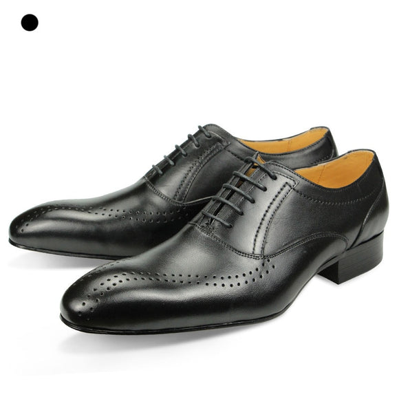  Men's Dress Oxford Handmade Workplace shoes Office Style Genuine Leather Black Oxfords Mart Lion - Mart Lion