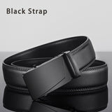 Men's Leather Belt Metal Automatic Belts for Men's Work Black Cow skin PU Mart Lion A1 BlackStrap 100cm 