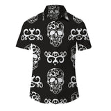 Skull Hawaiian Shirt Oversized Men's 3d Print Beach Shirt Short Sleeve Button Casual Oversized Summer Shirt Mart Lion CSHZY-20220616-3 European size L 
