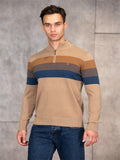 Men.s Patchwork Pullover Sweater Cotton Casual Zipper Mock Neck Sweater Winter Warm - MartLion