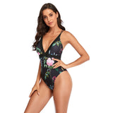 Deep V Swimwear For Women One Pieces Floral Bikini Woman  Backless Beachwear Female Print Swimsuit Mart Lion - Mart Lion