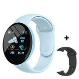 D18 Pro Smart Watch Men Women Bluetooth Fitness Tracker Bracelet Sport Heart Rate Blood Pressure Kids Smartwatch for IOS Android Mart Lion Sky Blue Add 1 Strap  