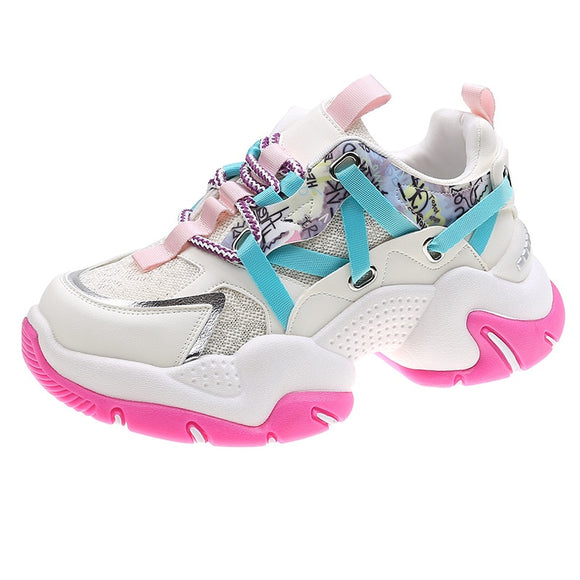 Color Match Women Sneakers Breathable Casual Platform Shoes Spring Autumn Increase Ladies Zapatos De Mujer Mart Lion - Mart Lion