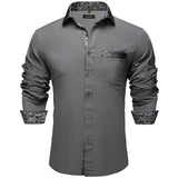 Black Dress Shirts Men's Clothing Long Sleeve Tuxedo Social Casual Splicing Paisley Collar Cuff Men's Shirt Mart Lion CY-2241 S 