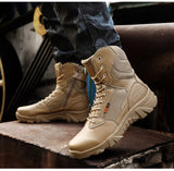 Men's Military Tactical Military Leather Boots Special Force Tactical Desert Combat Waterproof Outdoor Shoes Ankle Mart Lion   