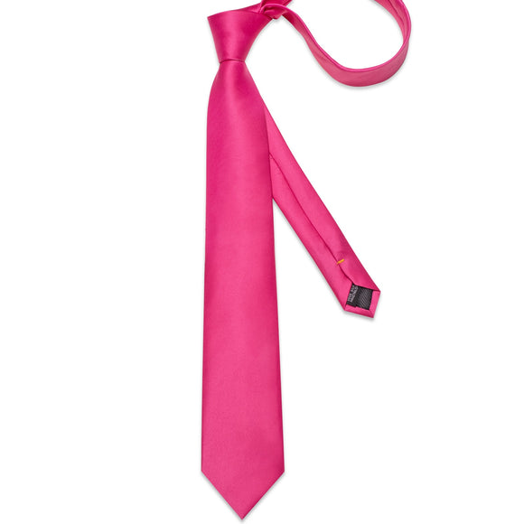 DiBanGu Pink Solid Silk Ties for Men's Pocket Square Cufflinks  Accessories 8cm Necktie Set Mart Lion   