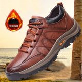 Men's Winter Boots Thick Cotton Shoes Outdoor Rubber Soled Non-slip Leather Snow Keep Warm Shoes Mart Lion brown cotton low 39 