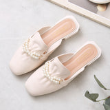 Summer Slippers Women's Casual Sandals Slip-on Outer Wear Korean Style Shoes Lazy Shoes Closed Toe Half Slippers Mart Lion White 35 