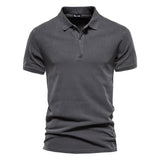 100% Cotton Solid Color Men's Polo Shirts Casual Short Sleeve Turndown Streetwear Mart Lion Dark grey EUR S 50-60kg 