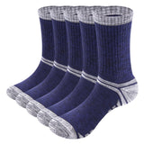Men Socks Cushion Cotton Crew Athletic Sport Hiking Winter Warm Thermal 5 Pairs Mart Lion Blue XL(41-44 EU) 