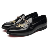 Casual Leather Shoes Classic Slip-on Loafers Men's Driving Moccasins Embroidery Party Wedding Flats Mart Lion Black 38 China