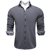 Men's Long Sleeve Cotton Paisley Color Contrast Shirt Regular-fit Button-down Collar Casual Black Shirt Mart Lion CY-2224 S 