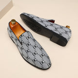 Loafers Men's Shoes Letter Canvas Breathable Round Toe Slip-on Classic Casual Party Daily Dress Mart Lion   