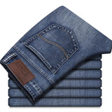 Top Classic Style Men Summer Jeans Casual Light Blue Stretch Cotton Denim Trousers Mart Lion Blue 28 