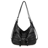 Genuine Leather Handbags Multifunction Casual Tote Bag Bagpack Mochilasr Women Shoulder Ladies bags Mart Lion Black-54  