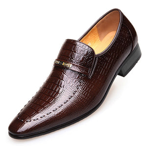 Men's Casual Shoes Classic Low-Cut Embossed Leather Dress Loafers Mart Lion   