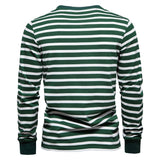 100% Cotton Long Sleeve T shirts Men's Contrast Striped O-neck  Autumn Clothing