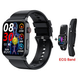 E500 ECG+PPG Smart Watch Men's Laser Treatment Of Hypertension Hyperglycemia Hyperlipidemia Heart Rate Healthy Sport Smartwatch Mart Lion Black ECG Band  