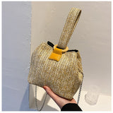 Summer Popular Straw Small Handbags Net Red Bucket Shoulder Bag Western Style Chain Crossbody Bags Mart Lion   