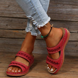 Women Sandals Orthopedic Slippers Open Toe Summer Shoes Vintage Low Heels Platform Corrector Sponge Walking Mart Lion red 35 