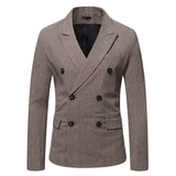 Saco Hombre Elegante Men's Suits Jackets Vintage Double Breasted Plaid Dress Coat Classique Homme Mart Lion 9838-Coffee M 