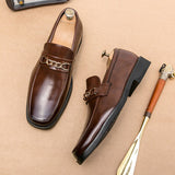 Men's Leather Casual Shoes Luxury Boat Sneaker Loafer Design Black Dress Mart Lion   