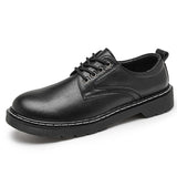 Black Men's Leather Shoes Luxury Work Sneakers Casual Mart Lion Black 38 