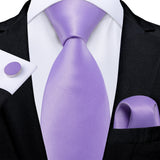 DiBanGu Pink Solid Silk Ties for Men's Pocket Square Cufflinks  Accessories 8cm Necktie Set Mart Lion N-7826  