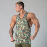 Camo Quick Dry Tank Top Men's Gym Fitness Bodybuilding Training Sleeveless Shirt Summer Casual Stringer Singlet Vest Clothing Mart Lion Green (No Logo) M 