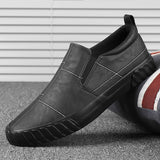 Luxury Low top Men's Vulcanize Shoes Autumn Leather Casual Shoes Korean Breathable Black lace-up Sneaker