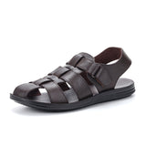 Men's Sandals Summer Premium Leather Lightweight Breathable Beach Designer Sandals Mart Lion S201DarkBrwon 40 