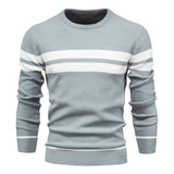 Autumn Pullover Men's Sweater O-neck Patchwork Long Sleeve Warm Slim Casual Sweater Clothing Mart Lion blue EUR S 60-70kg 