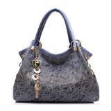 Female Bags for Women Hollow Out Ombre Handbags Floral Print Shoulder Bags Ladies Tote Bag Female Tassel Handbag Top-handle Bags Mart Lion Blue  