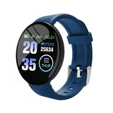 D18/D18S smart bracelet color round screen heart rate blood pressure sleep monitor meter step exercise smartwatch phone watch Mart Lion D18 Dark blue  