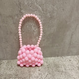 Pearl Bag Handheld Bead Bag Hyunya Wind Pearl Mini Small Bag Retro Handmade Bag Mart Lion Pink 2  
