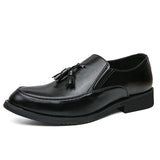 Tassels Men's Loafers Casual Dress Shoes Microfiber Leather Formal Footwear Mart Lion Black 38 