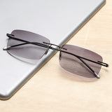 Men's Blue Light Blocking Reading Glasses Women Dimond Cutting Rimless Eyeglasses Frame Anti Fatigue Hyperopia Presbyopic Eyewear