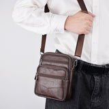  Men's Genuine Leather Crossbody Shoulder Bags Tote Messenger Bag  Leather fanny pack Mart Lion - Mart Lion