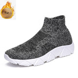 Autumn Classic Khaki Men's High-top Sneakers Weave Breathable Sneakers Slip-on Platform Jogging Shoes Casual Mart Lion gray fur 8023-1 38 