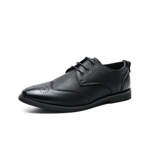 Men's Brogue Dress Shoes Formal Split Leather Lace Up Oxfords Flat Work Footwear Mart Lion Black 38 