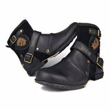 Men's Ankle Boots Work Cowboy Boots Zipper Up Motorcycle Western Boots