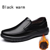 Men Handmade Shoes Genuine Leather Plush Warm Soft Anti-slip Rubber Work Loafers Casual Leather Mart Lion Plush Warm Black 38 