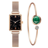 Women Wristwatches Full Stainless Steel Square Ladies Quartz Watch Bracelet Set Mart Lion C8 China 