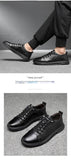 Genuine Leather Black Sneakers Men&#39;s Shoes Trendy Shoes Autumn New Top Layer Cowhide Print Casuals Leather Shoes Men&#39;s Shoes  MartLion