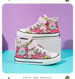 Trendy Pink Children Shoes Cute Cartoon Bear Sneakers Boy Flat Kids High top Canvas Girls Mart Lion   